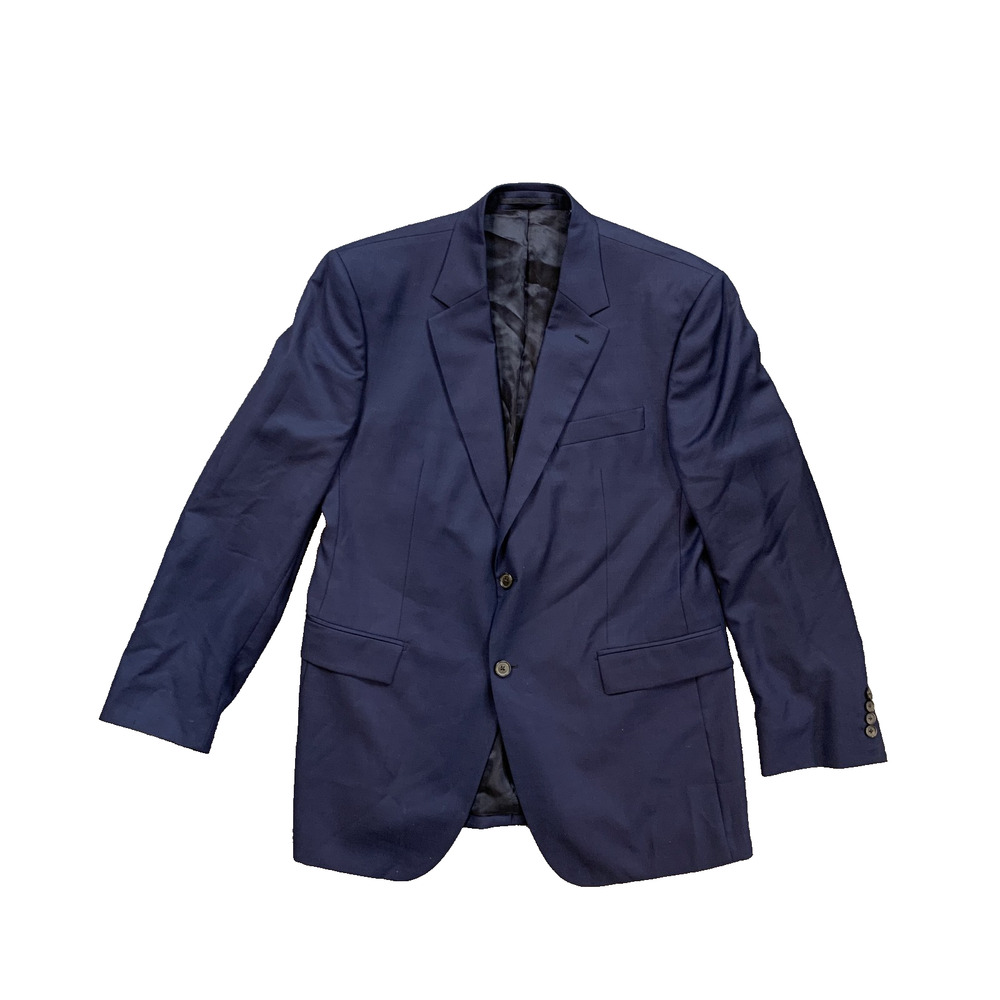 Faconnable Blazer Mens *40 Navy Wool Notched Lapel Two Button Flap Pockets